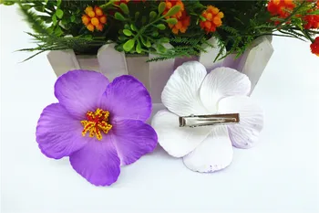 

30 pcs purple Foam Hawaiian flower Hibiscus Flower bridal hair clip 9cm
