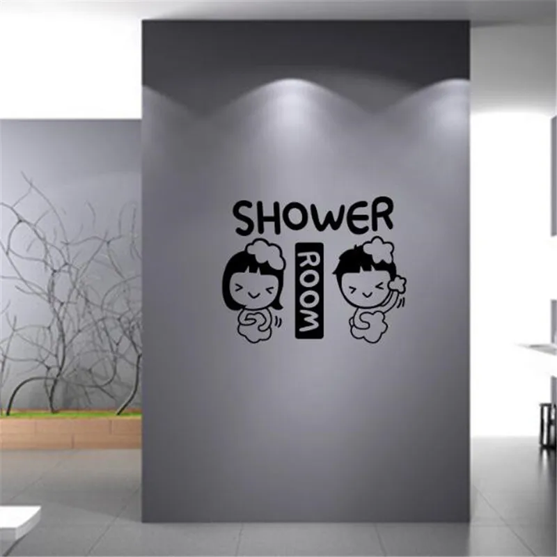 IDFIAF Shower Wall Stickers Bathroom Glass Door Stickers Cute Children Shower Sticker Waterproof