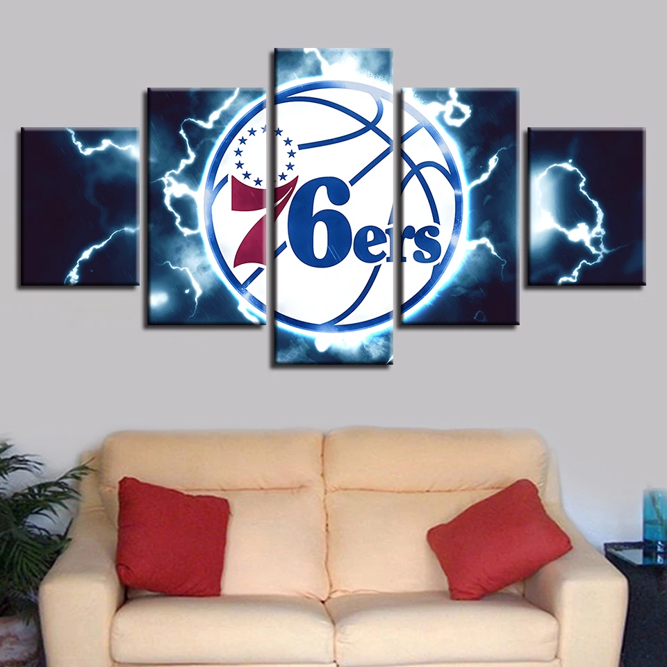 

Home Decor Wall Art Modular HD Brand New Frame 5 Set Basketball Team Pictures Sport Canvas House Painting Prints Pop Poster