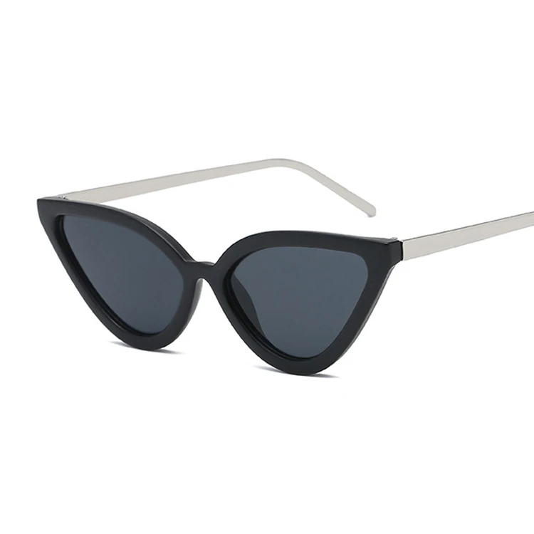 Летние винтажные Солнцезащитные очки женские кошачий глаз солнцезащитные очки бренда класса «Люкс» дизайнерские солнцезащитные очки женские ретро маленькие женские очки - Цвет линз: Black(Silver legs)
