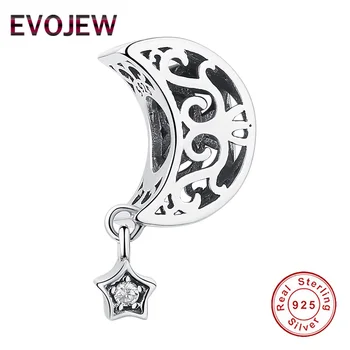 

EVOJEW 2019 DIY Jewelry 925 Sterling Silver Moon Star Goodnight Charms Bead fit Original Pandora Bracelet Women Fashion Jewelry