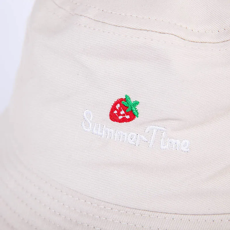 Новое поступление, шапка для взрослых женщин и мужчин с вышивкой клубники, летняя солнцезащитная Кепка с надписью, хлопковая Панама YY167