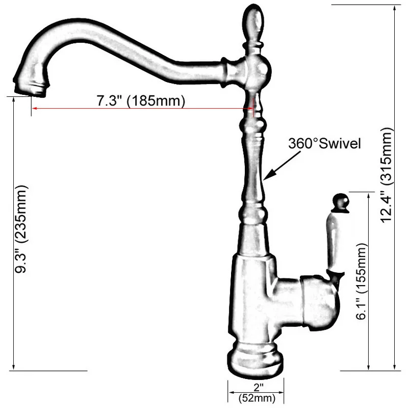 Antique Red Copper Brass Bathroom Kitchen Basin Sink Faucet Mixer Tap Swivel Spout Single Handle One Hole Deck Mounted mnf416