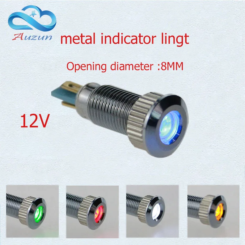 10 Unids/Set 12V LED Indicador De Luz Bombilla Piloto Panel De Tablero Coche Camión Barco 8mm I.1592557980