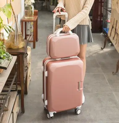 Женский багаж для путешествий, чемодан на колесиках, косметический чемодан, сумки на колесиках, Женский чемодан на колесиках - Цвет: 20 Inch with 14 inch