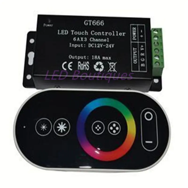 

DC12V-24V 6Ax3channel 18A RF Wireless Touch RGB controller GT666 Touch Panel RGB led controller dimmer for led strip light tape