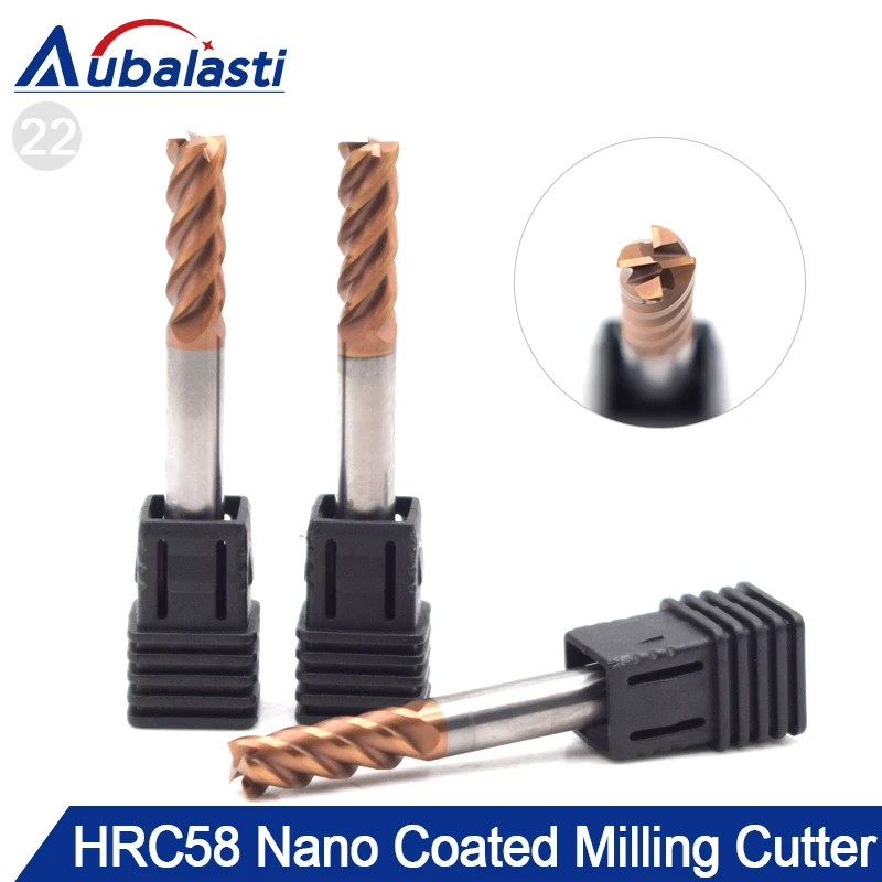 

Aubalasti HRC58 4 Flutes Round Nose Solid Carbide End Cutter CNC Router Bits Tools CNC Milling Cutter Bits forMetal Cutting