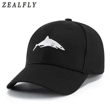 Вышитая Акула мужская уличная спортивная бейсболка женская бейсболка с изогнутыми ремешками папа шляпа Рыба солнце шляпы