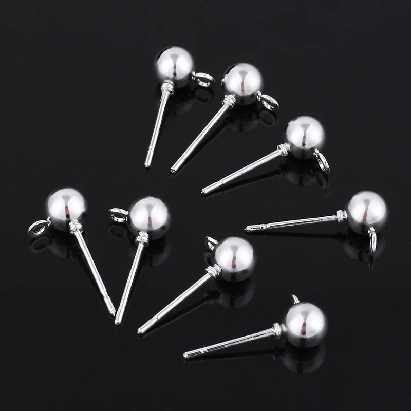 

GDFSY 50pcs 3/4/5mm Women's Stud Earring Round Beads Base Accessories Jewelry Making Setting Component S053