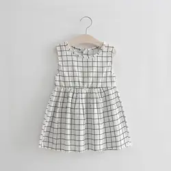 Oklady 2019 Новая летняя детская одежда платья для девочек клетчатое милое платье с рюшами трапециевидные платья для девочек для От 1 до 5 лет