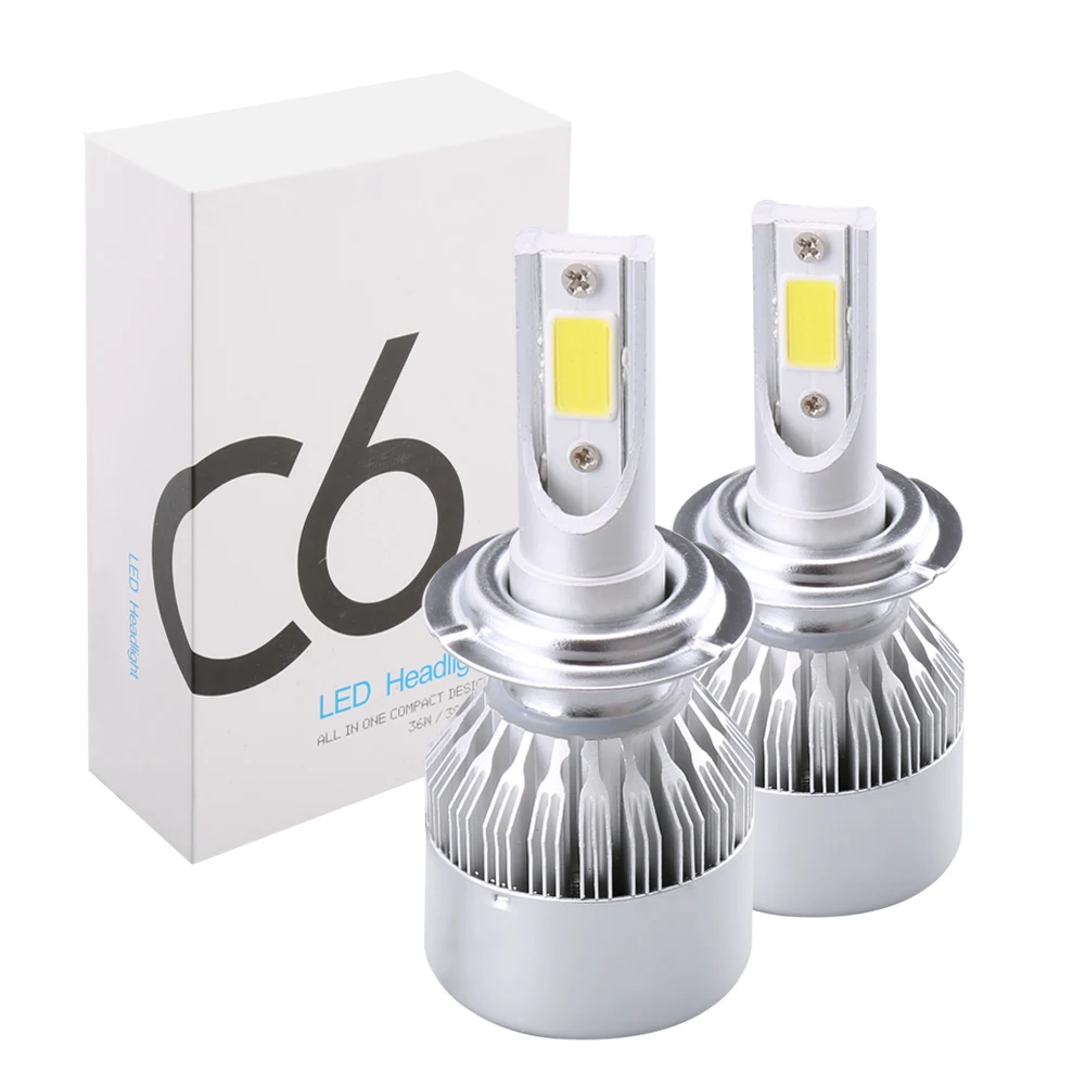 H1 H3 H4 H7 H11 9005 9006 9007 C6 Cветодиодные лампы для авто фары led лампа ходовые огни лед диодные лампы для авто фар автомобиля 6000 К 72 Вт 8000LM Foglight фар луч авто аксессуары все в одном автомобиле 2 шт