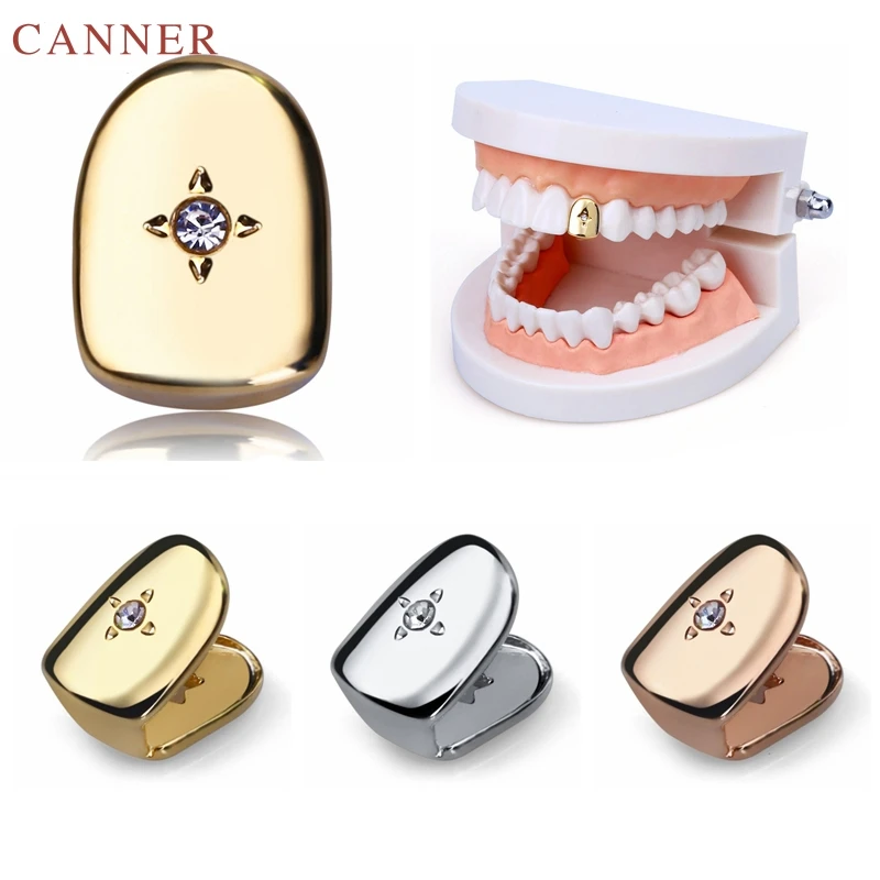 Silver/Gold Color Teeth Grillz Hip Hop Crystal Star Removable Single Tooth Grills Punk Teeth Caps Women Mens Body Jewelry C4