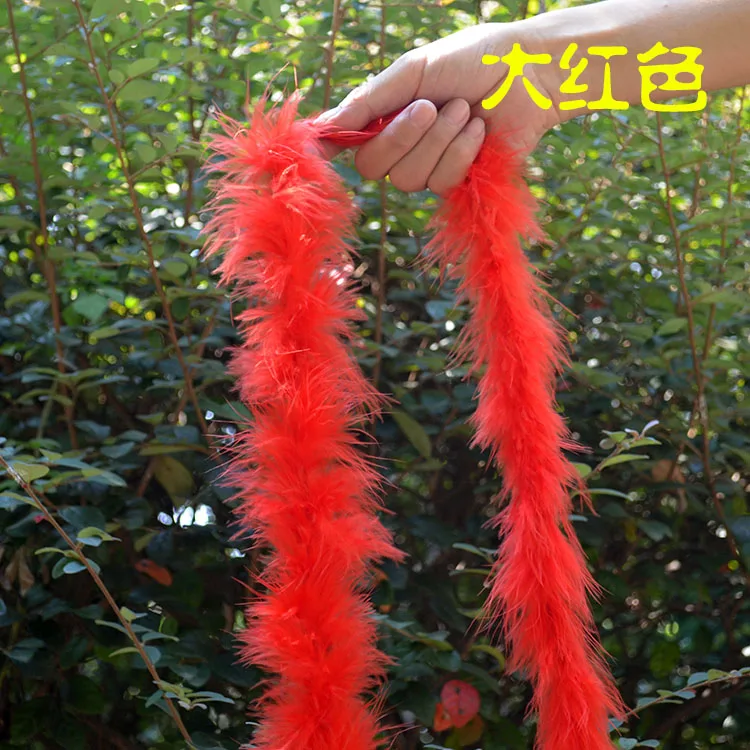 

Free shipping 20pcs Red Chicken Feather Boas Scarfs Turkey Feather Strips 2 meter/pc for cloth accessory