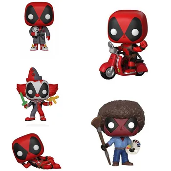 

Lensple Movies X-Men Clown Deadpool Lying Deadpool Motorcycle Deadpool as Bob Ross Action Figures Painter Super Hero Toys 10cm