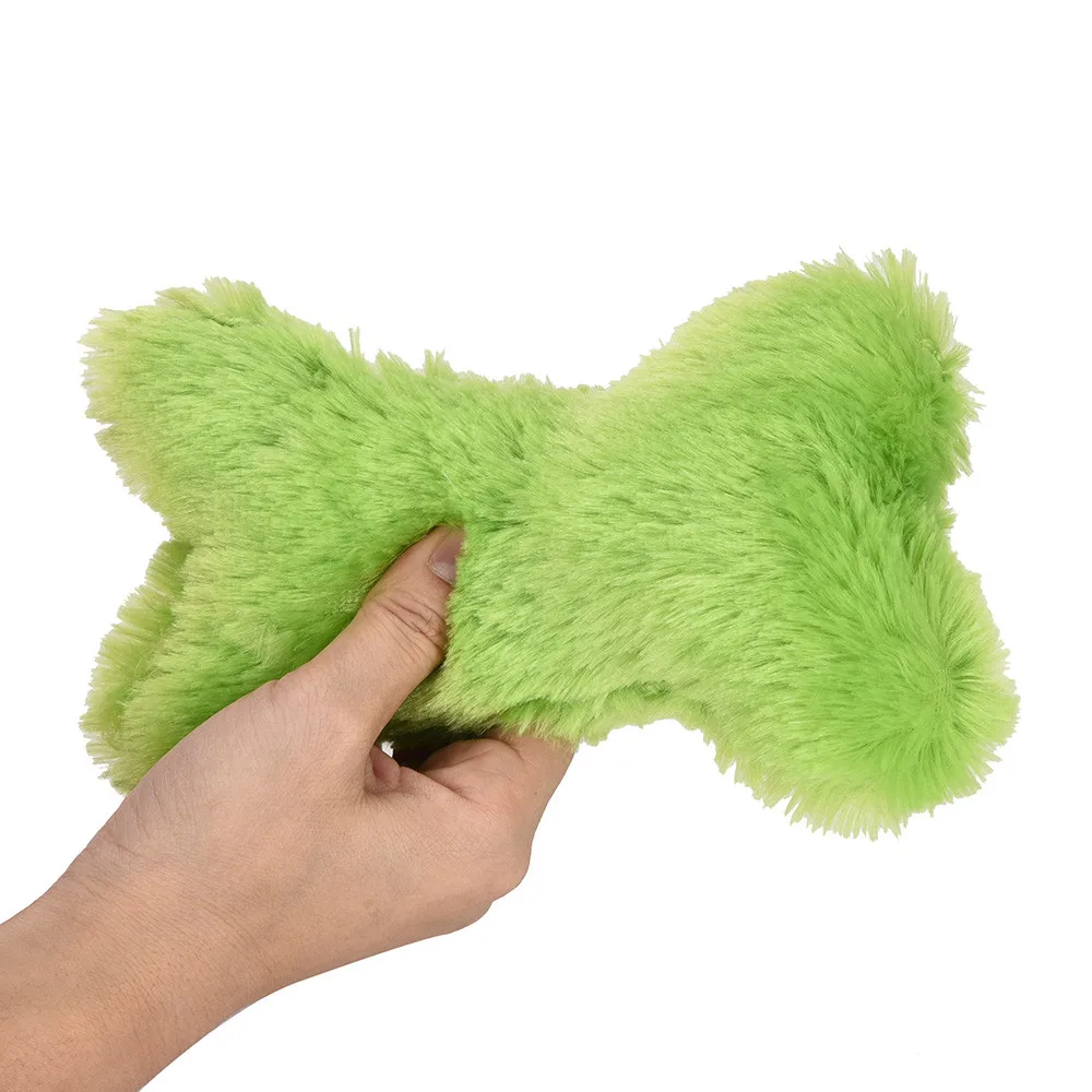 solid color pet toy dog plush bone hair sound toy bite molar pillow cute jouet en peluche pour animaux#A