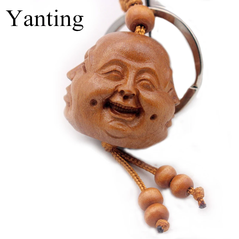 

Yanting vintage Peach wood Buddha pendant keychains men trinkets Suspension on bags toys key ring car keychain women gifts 172