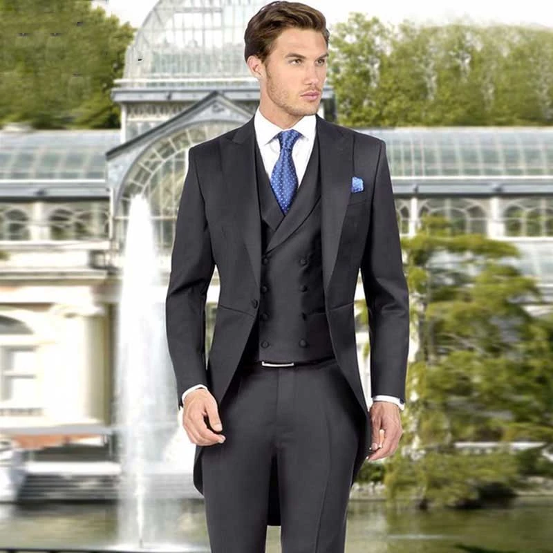 ヴィンテージイタリア燕尾服ブラックメンズ結婚式のスーツ男性花婿の付添人スーツ 3 ピーススリムフィットブレザージャケット新郎タキシード スーツ Aliexpress