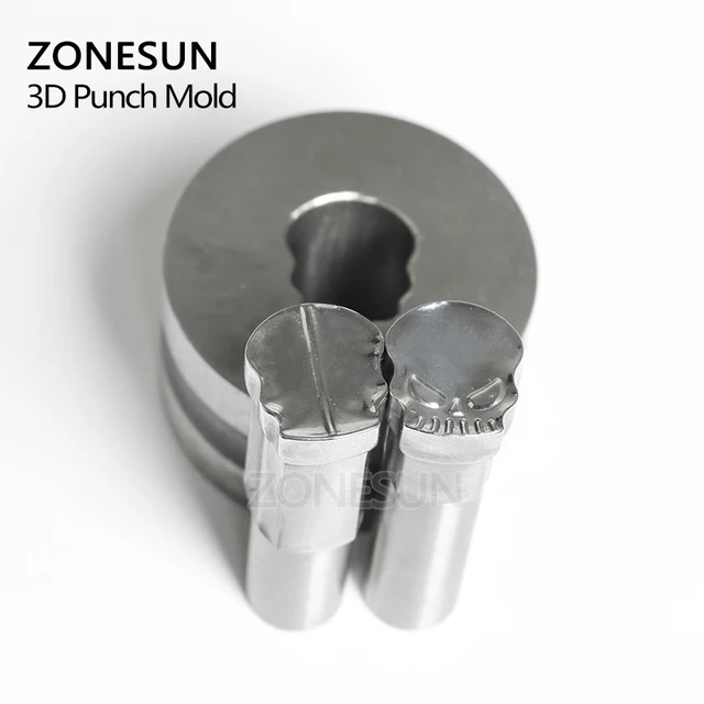 ZONESUN Skull Customized hand tablet mould Press Steel Hole Punch Die Tool Set Milk Logo For TDP0/1.5/3/5 Machine Free shipping