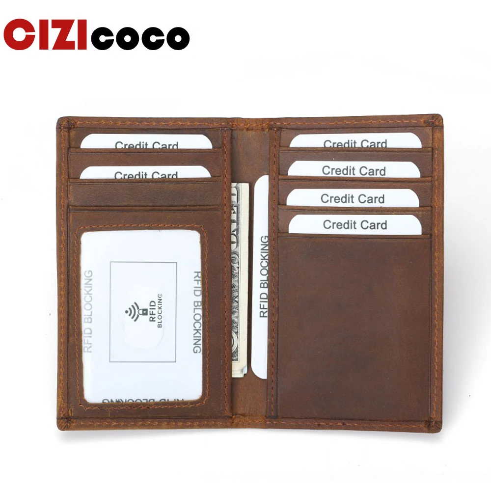 

New RFID Blocking Genuine Leather Men Credit Card Holder Bank ID Card Case Vntage High Quality Wallet