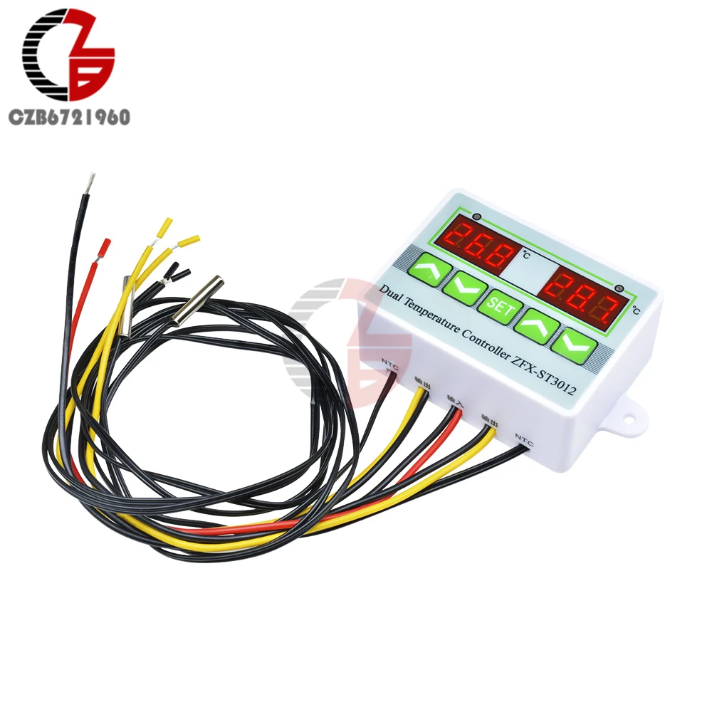 

AC 110V 220V 12V 24V Dual Digital Temperature Controller Thermostat Thermometer Home Incubator Heating Cooling Thermal Regulator