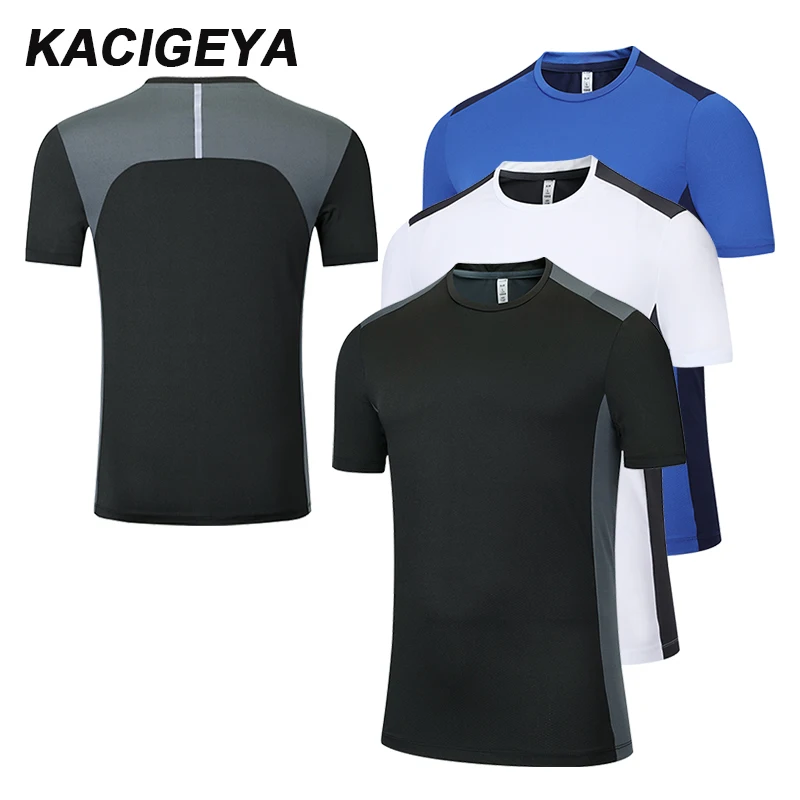 

Men T-shirt Jogging Big Polyester Cycling Soccer Training New Jersey Quick Dry Patchwork Men Tshirts Running Short Sleeves