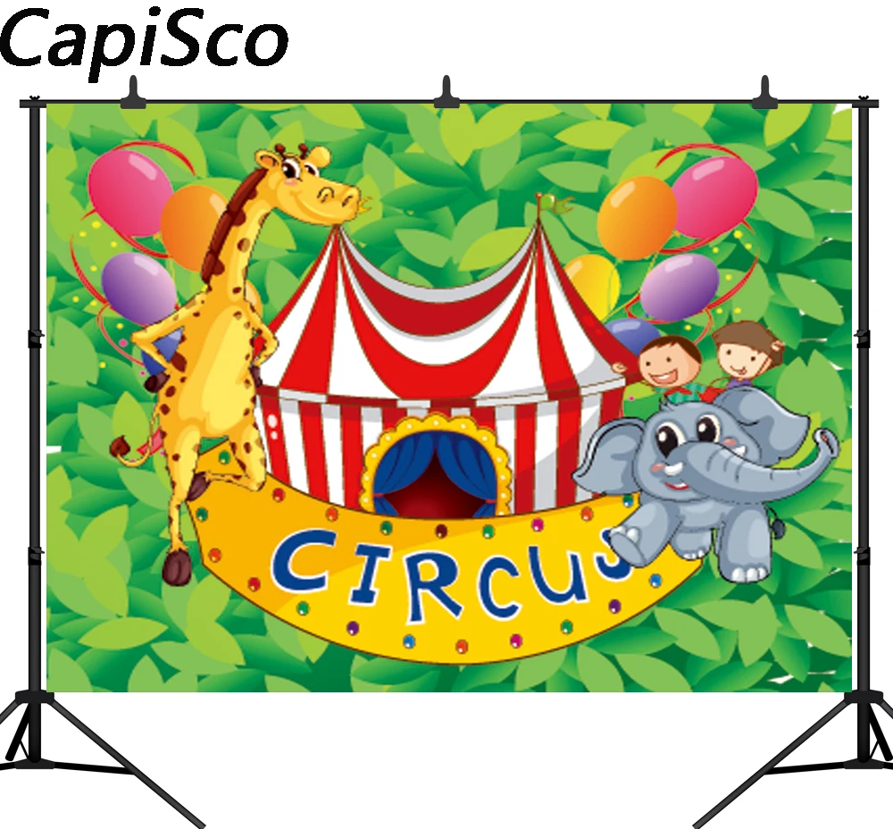 

Capisco Cartoon Animal Photographic Backdrop Circus birthday Party Baby Children Photography Background For Photo Studio