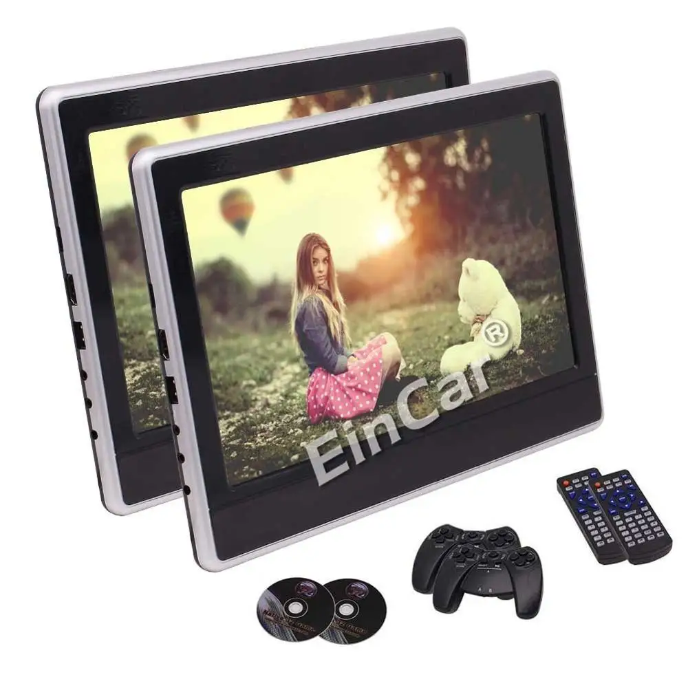 

Car DVD Portable Player Eincar Twin Screen Headrest Monitor TFT LCD Screen Support SD IR FM Transmitter HDMI With Remote Control
