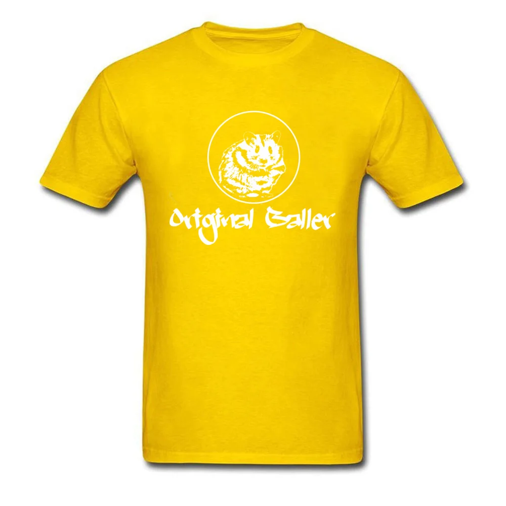 Hamster Baller Tshirts Printed Short Sleeve Cute Round Neck 100% Cotton Tops Shirt Geek T Shirt for Men Summer Hamster Baller yellow