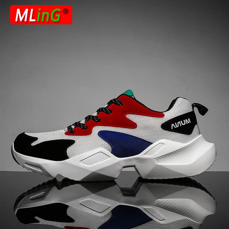 

New Fashion Mixed Colors Casual Shoes Men Lace-up Chunky Sneakers Outdoor Breathable Non-slip Adult Male Footwear Krasovki