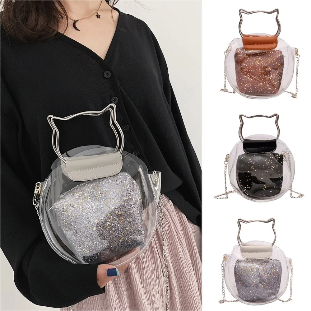 

2019 new fashion transparent wild lady shoulder Messenger bag fashion stars mini packet mobile phone change woman bag A1