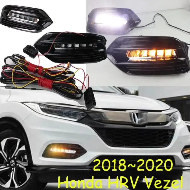 Автомобильный бампер фары для Honda hr-v дневного света HRV HR-V Vezel~ 2020y автомобильные аксессуары светодиодный DRL фары для HRV противотуманные фары - Цвет: White yellow turn