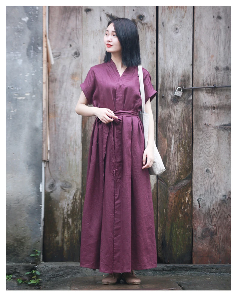 v neck linen dress (6)