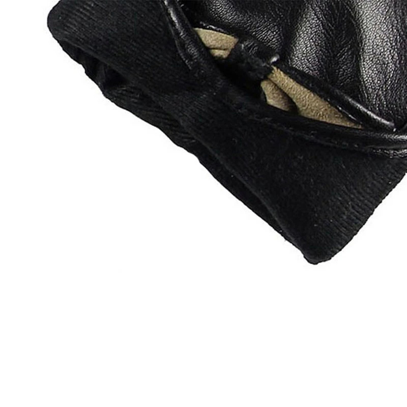 warmen women leather gloves fashion leopard bowknot lambskin Genuine leather gloves winter warm driving gloves for lady
