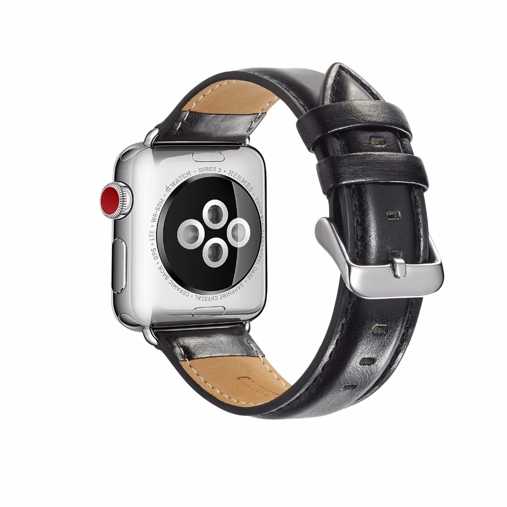 Ремешок из натуральной кожи для IWatch 44 мм 42 38 сменный Браслет в стиле ретро с