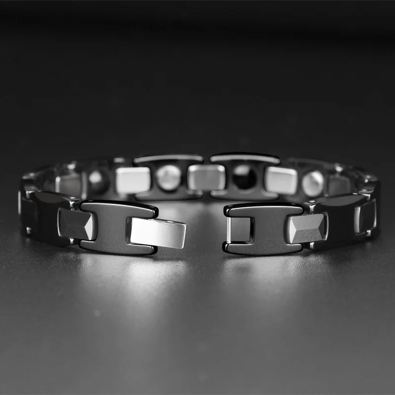 Черный керамический браслет из карбида вольфрама с магнитной энергией для здоровья, браслет для артрита, голограмма, браслеты с бесплатным инструментом для удаления