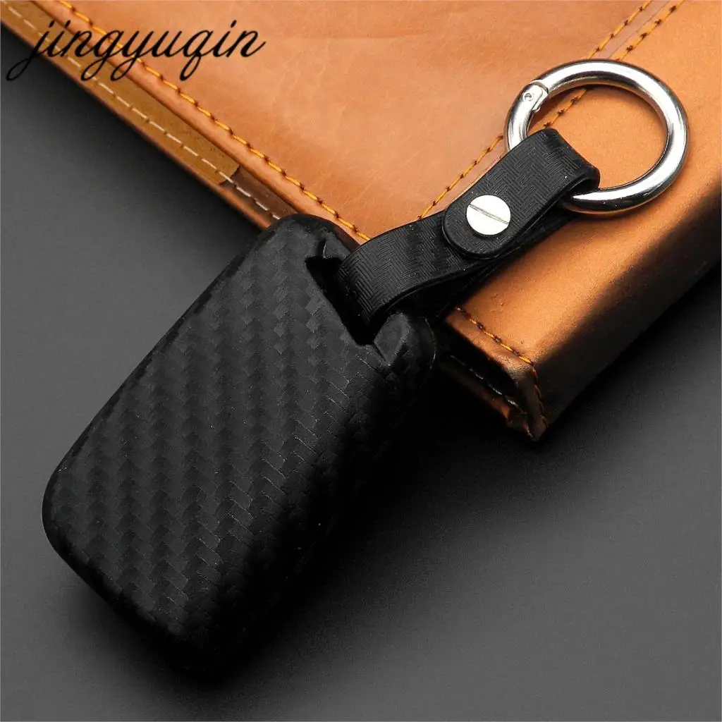 jingyuqin Carbon Fiber Silicone Key Case Cover For VW Polo Golf 7 Tiguan for Skoda Octavia Kodiaq Karoq SEAT Ateca Leon Ibiza