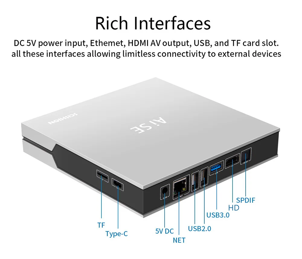 Scishion Ai SE игровой ящик Интеллектуальный мультимедийный проигрыватель Android7.1 RK3399 4GB 64gb 2,4G 5G WiFi Поддержка 4K 100Mbps LAN USB3.0 tv Box