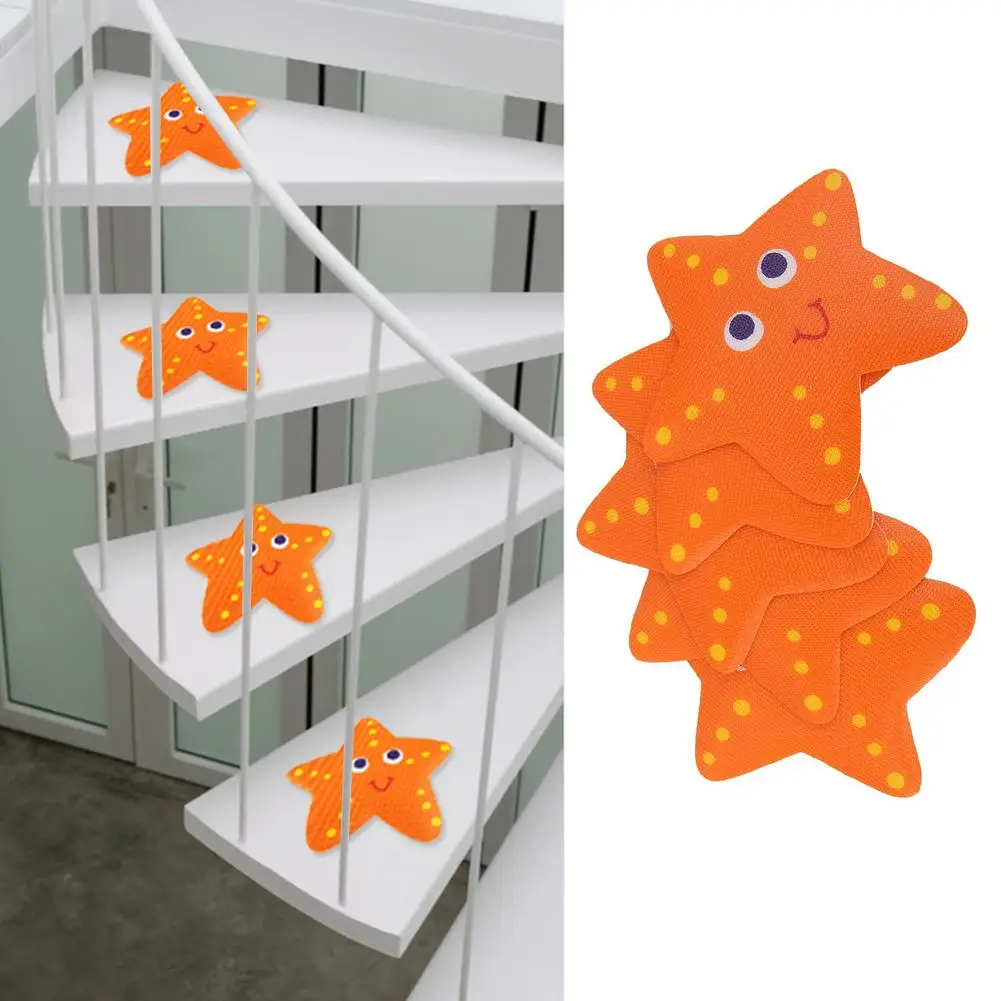 

5PCS 3D Wall Stickers Carpet Non Slip Bath Sticker Bathtub Treads Tub Sticker Cartoon Starfish Stair Anti-slip Sticker Bath Mat