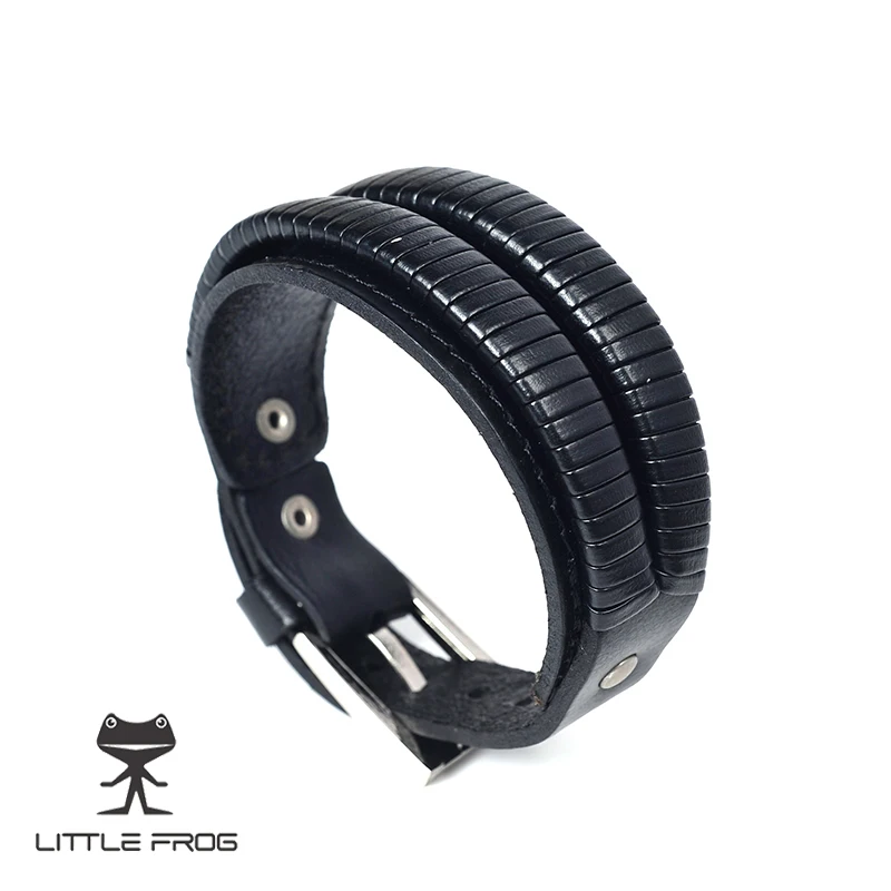 Мужской браслет PG43 из натуральной кожи коричневого и черного цвета|leather cuff|genuine
