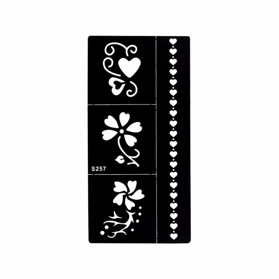 1 Sheet Temporary Black Henna Indian Heart Flowers Glitter Stencil Tattoo Bracelet Lace Women Body Art Tattoo Sticker Paper S257