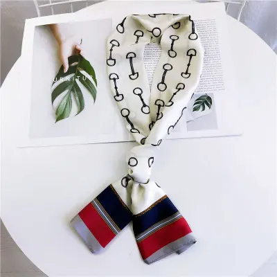 AOMU корейский летний модный длинный шарф обруч с лентой, головной шейный шарф, Элегантный женский сатиновый шарф в форме сердца - Цвет: 2