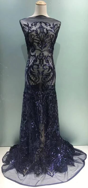 

Good quality with sequins lace fabric french lace fabric beautiful color dark purple african tulle lace fabric for bridal dress