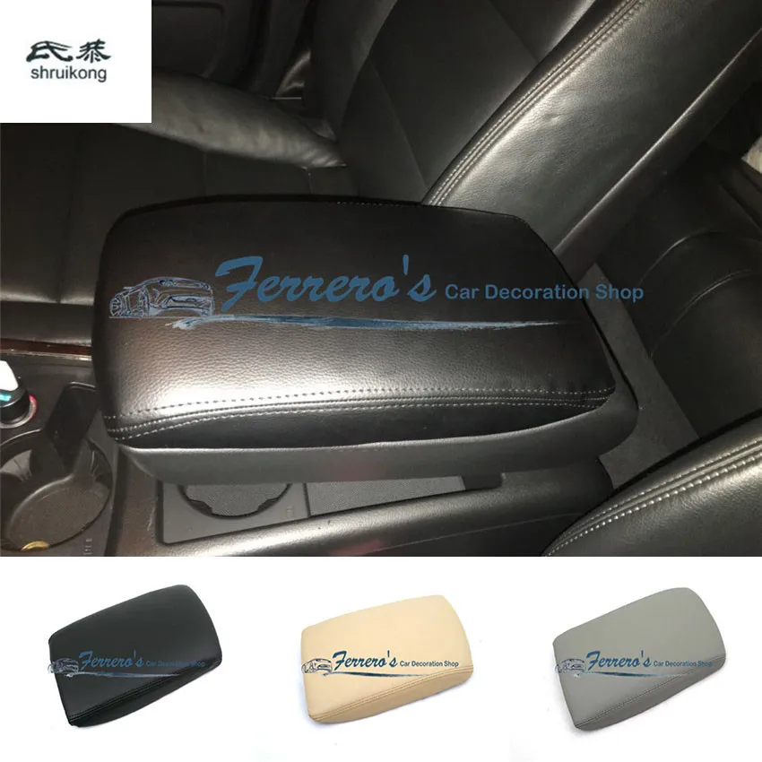 

Free shipping Leather Center Console Armrest Cover Lid for Audi A6 C6 2006 2007 2008 2009 2010 2011 2012 Black Grey Beige