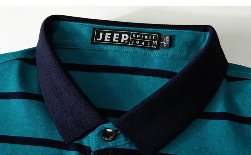 JEEP Brand Men's Polo Shirts Short Sleeve Loose Summer Pinstripe Men Fashion Cotton Man High Quality Smart Casual Straight Tops (8)