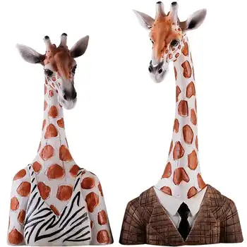 

Vintage Home Decor Giraffe Figurines Miniatures Creative Resin Decoration Craft Desktop Living Room Home Decoration Accessories