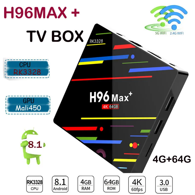 2018 H96 Max + ТВ приставка Android 8 1 RK3328 4 ядра ГБ/64 Гб 1080p 4K Wi Fi магазине Google Player Youtube Media