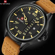 Luxury Brand NAVIFORCE Fecha Japón Movt Square Hombres Reloj de Cuarzo Ocasional Militar Del Ejército Reloj Deportivo Relojes de Los Hombres Reloj de Cuero Masculino