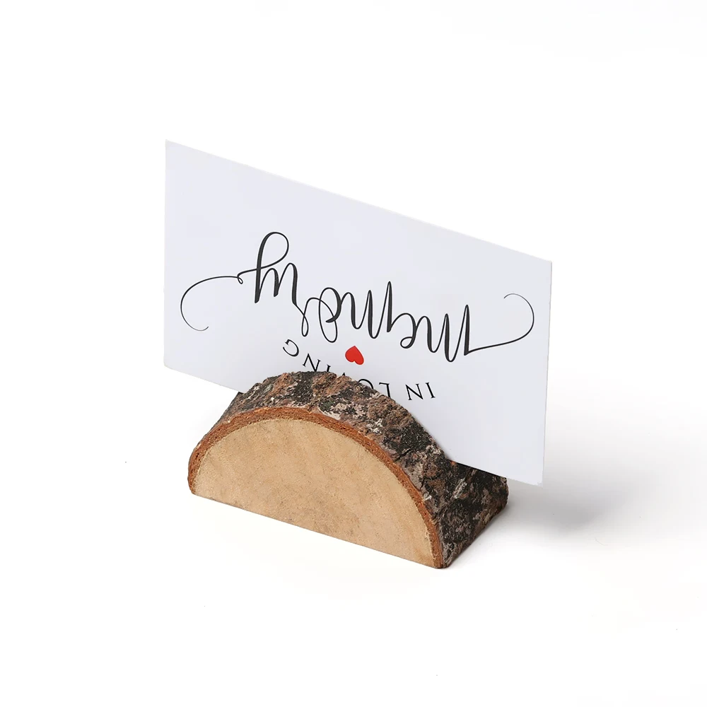 

1PC Wooden Stump Shape Wedding Party Card Holder Stand Number Name Table Menu Picture Photo Clip Office Desktop Ornament