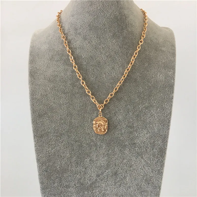Милое золотое покрытие, три разных размера, форма монеты, подвеска, стильное многослойное ожерелье для женщин, Дамское ювелирное изделие