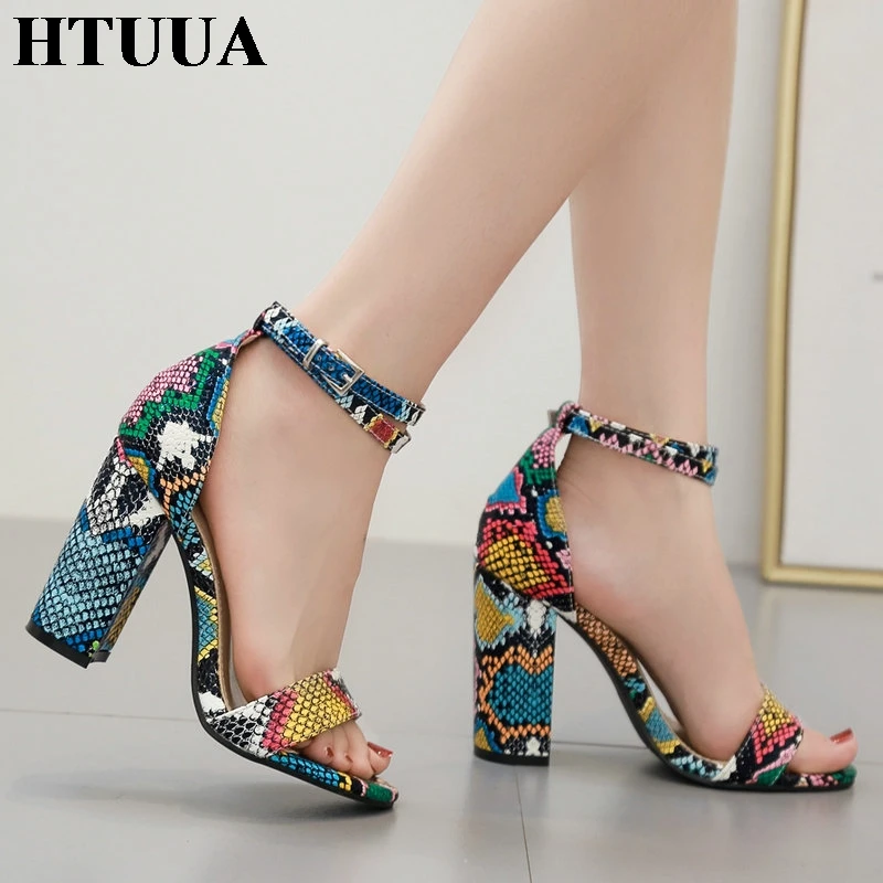 Sandalias de tacón alto de piel de serpiente de colores HTUUA zapatos de  verano de mujer hebillas de correa de tobillo Sandalias de gladiador  Sandalias SX2608|Sandalias de mujer| - AliExpress